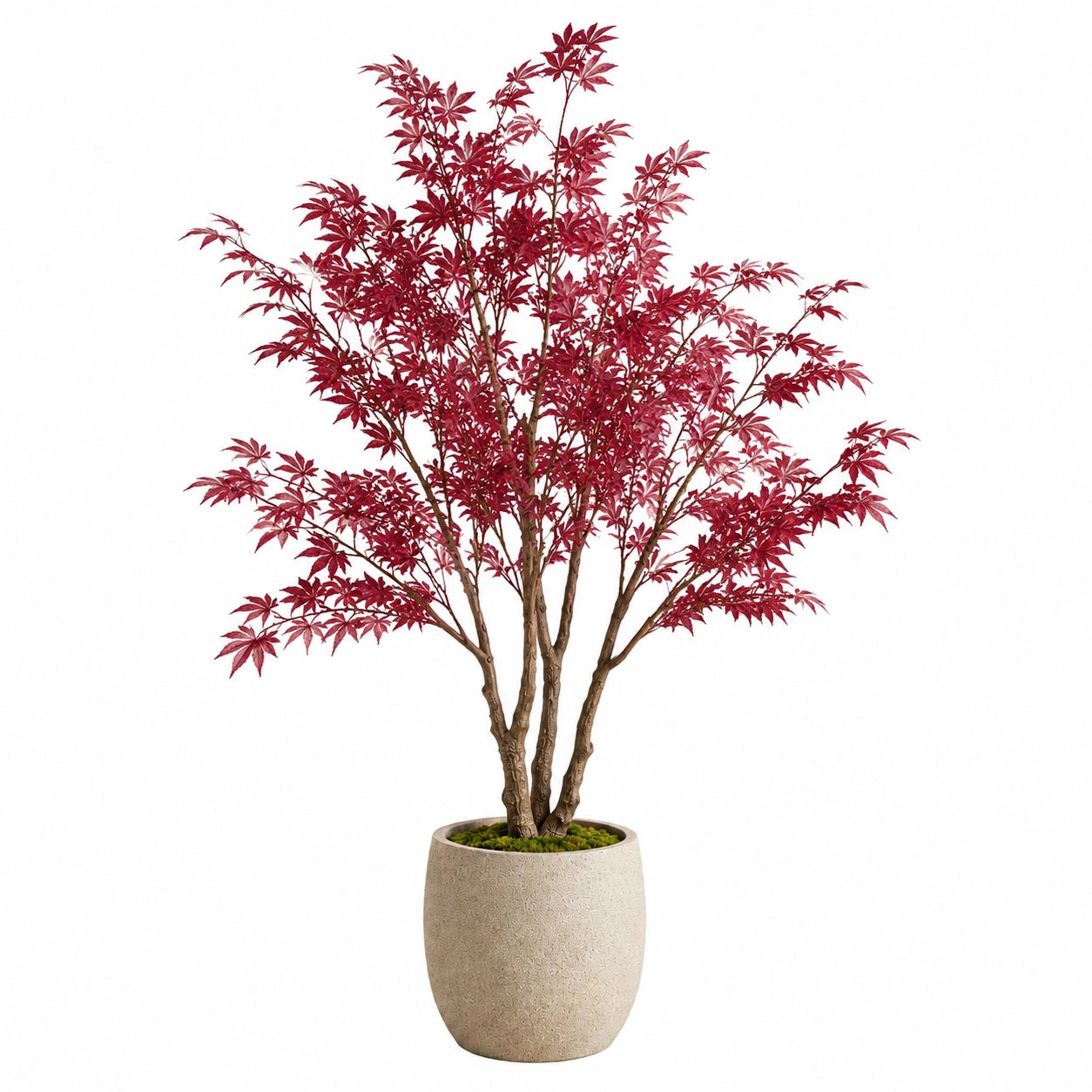 Albero artificiale acero giapponese 180 cm foglie rosse in plastica per interni con vaso