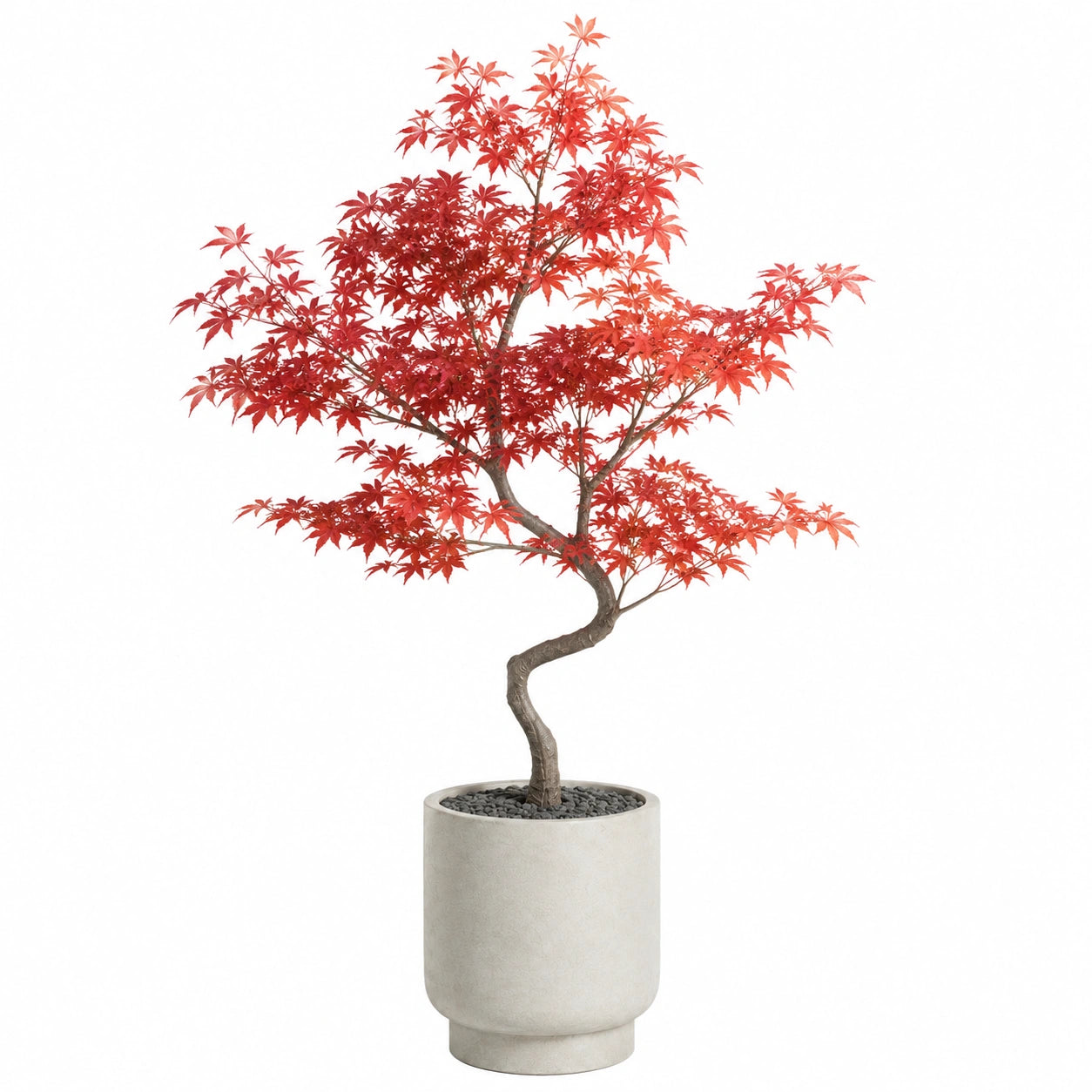 Albero artificiale acero rosso 180 cm con vaso in cemento per interni