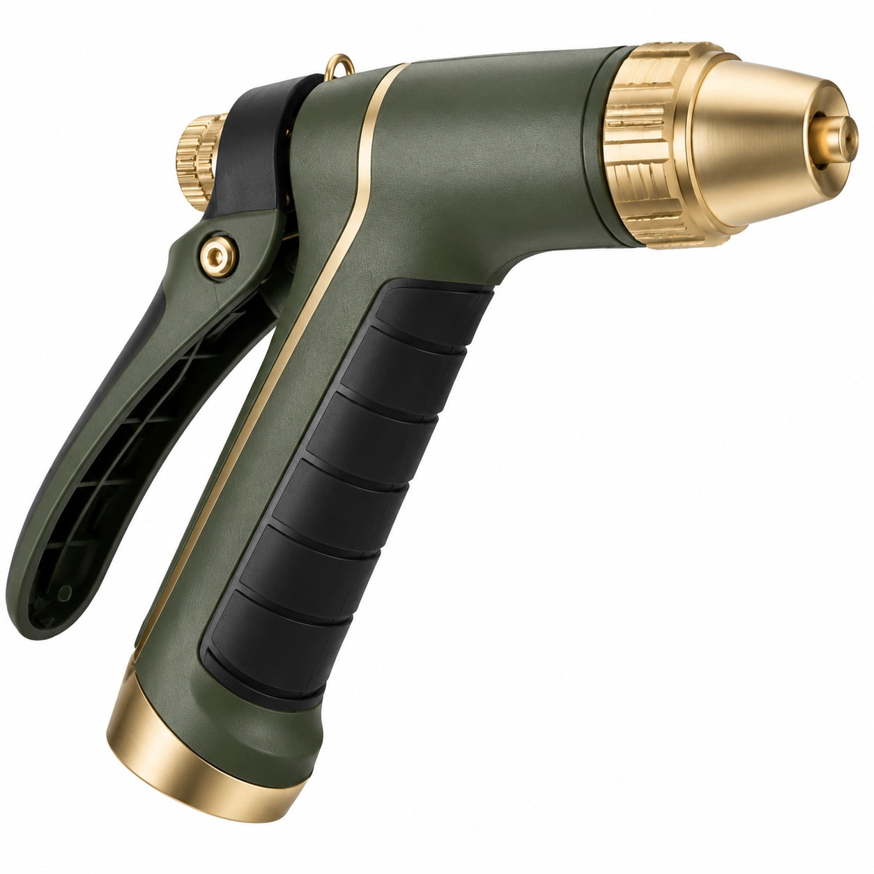 Pistola per irrigazione 20 cm in plastica verde e nera con finitura dorata - ugello regolabile per giardino