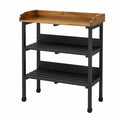 Banco da giardinaggio 100 x 55 x 100 cm in legno e metallo nero con ripiani