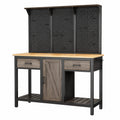 Banco da giardinaggio 122 x 61 x 183 cm in metallo e legno marrone e nero con pannello portautensili