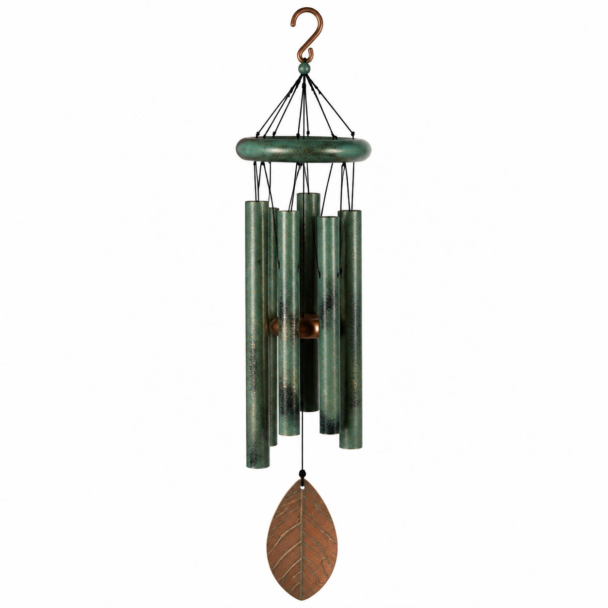 Campanella eolica 80 cm in metallo verde e rame per esterni - decorazione sospesa