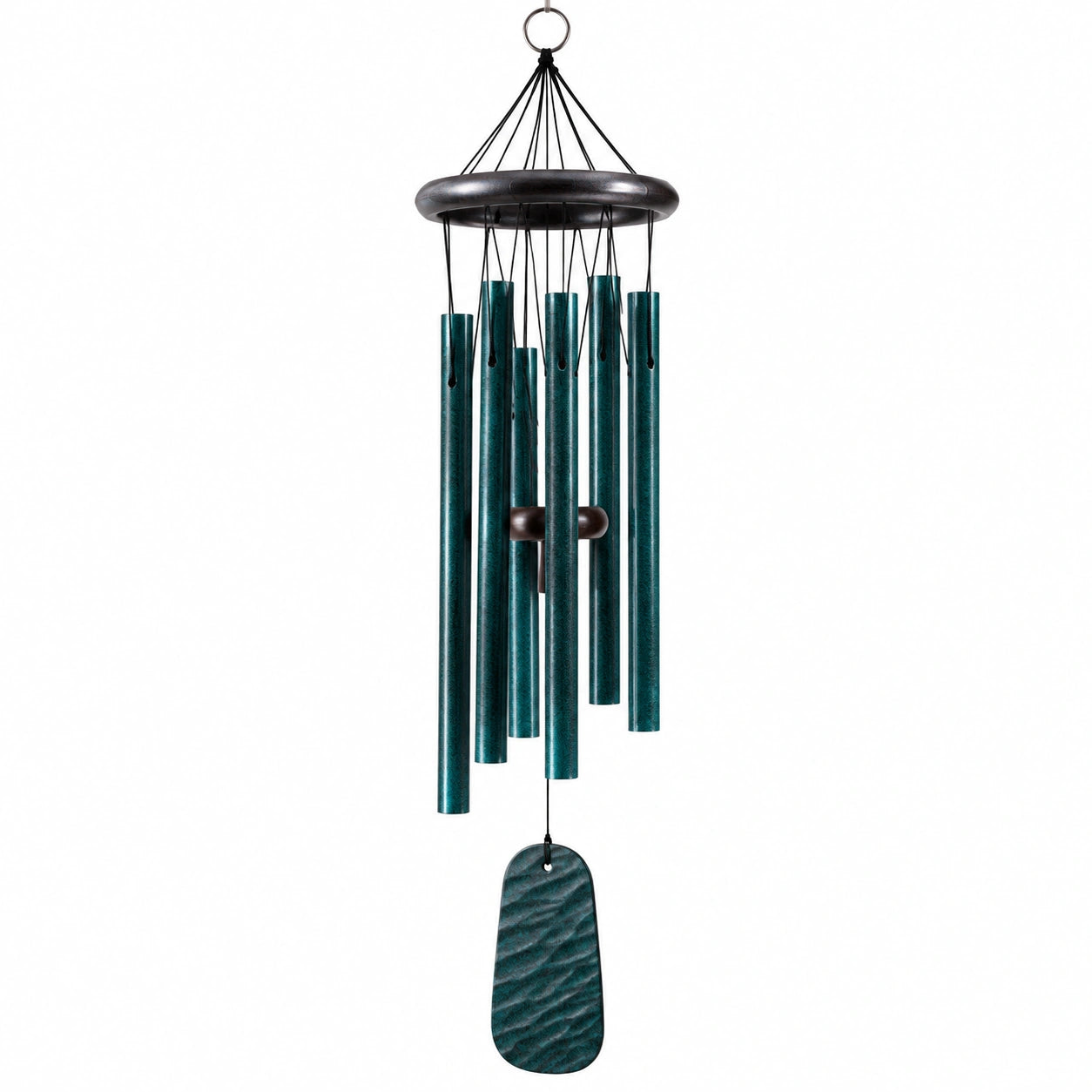 Campanella a vento 80 cm in metallo verde petrolio per decorazione da esterno
