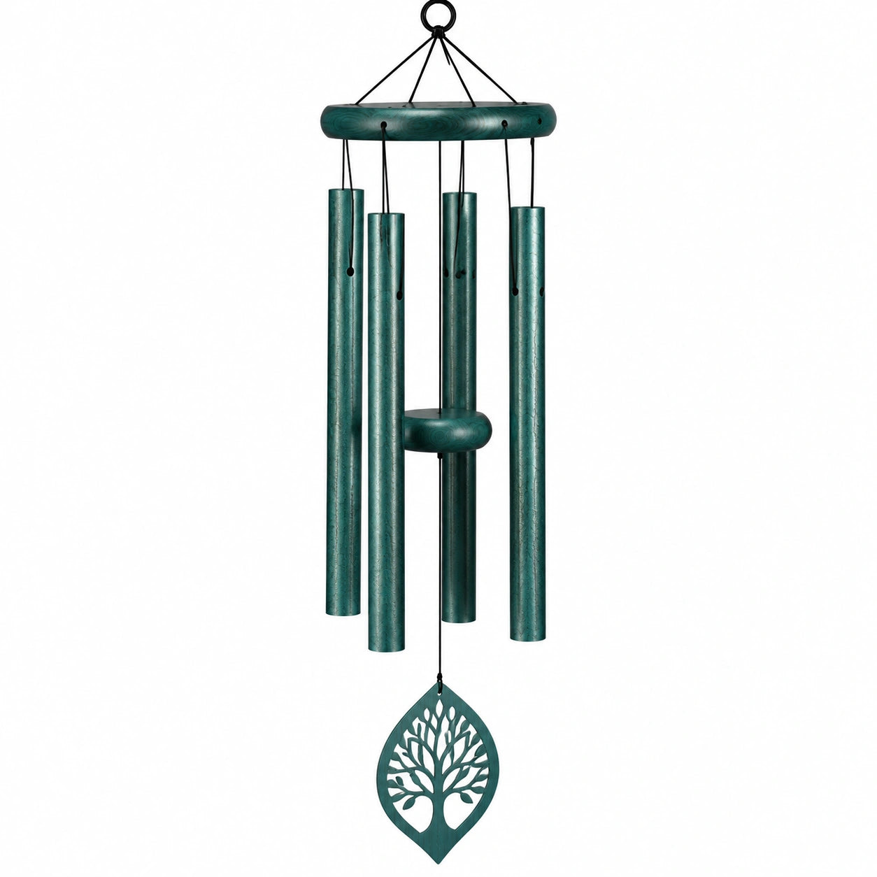 Campanella eolica da appendere 85 cm in metallo verde petrolio - decorazione da esterno