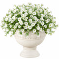 Pianta artificiale in vaso 45 cm fiori bianchi in plastica stile classico