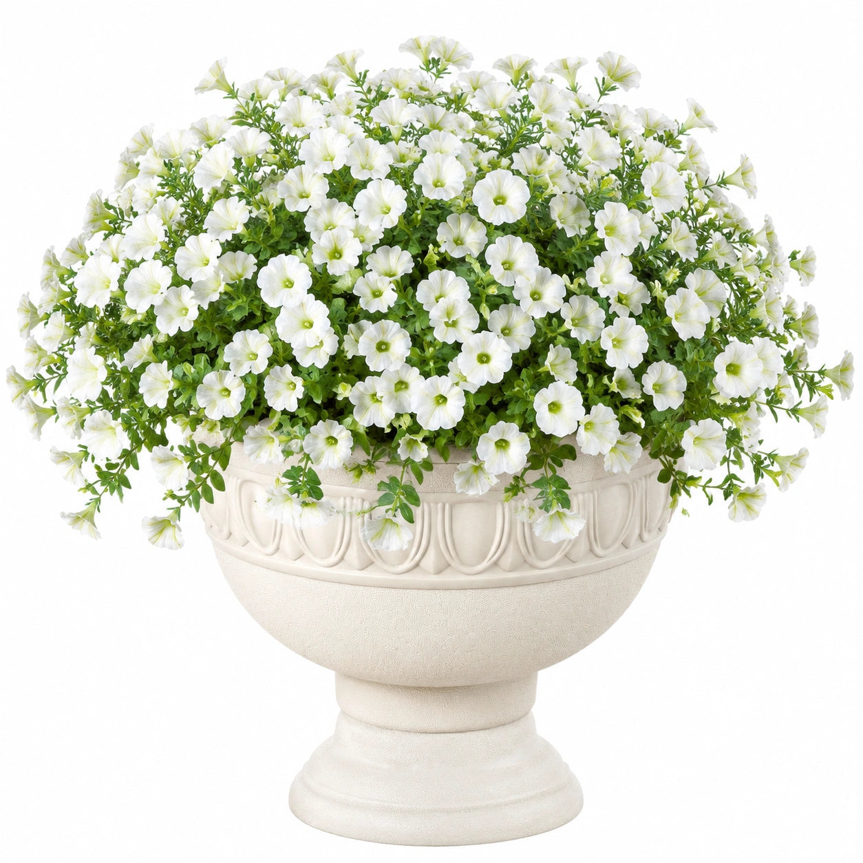 Pianta artificiale in vaso 45 cm fiori bianchi in plastica stile classico