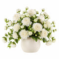 Pianta artificiale in vaso 65 cm fiori bianchi e foglie verdi per decorazione da interno