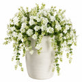 Pianta artificiale fiorita in vaso 60 cm bianco verde - decorazione da interno