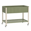 Fioriera rialzata 100 x 50 x 90 cm in metallo verde con ruote e ripiano