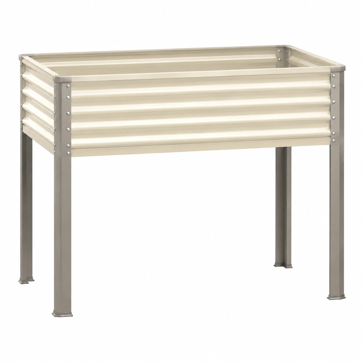 Fioriera rialzata 120 x 60 x 80 cm in acciaio beige per orto e giardino