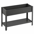 Fioriera rialzata 100 x 40 x 80 cm in acciaio nero con ripiano - per giardino e balcone