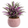 Pianta verde artificiale in vaso 75 cm - foglie viola e verdi in plastica - decorazione da interno