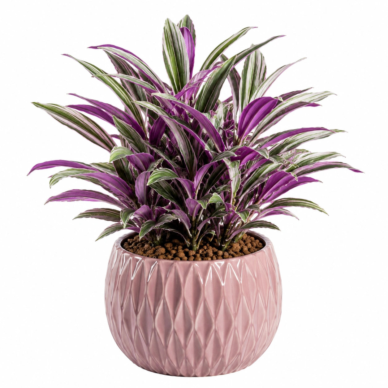 Pianta verde artificiale in vaso 75 cm - foglie viola e verdi in plastica - decorazione da interno